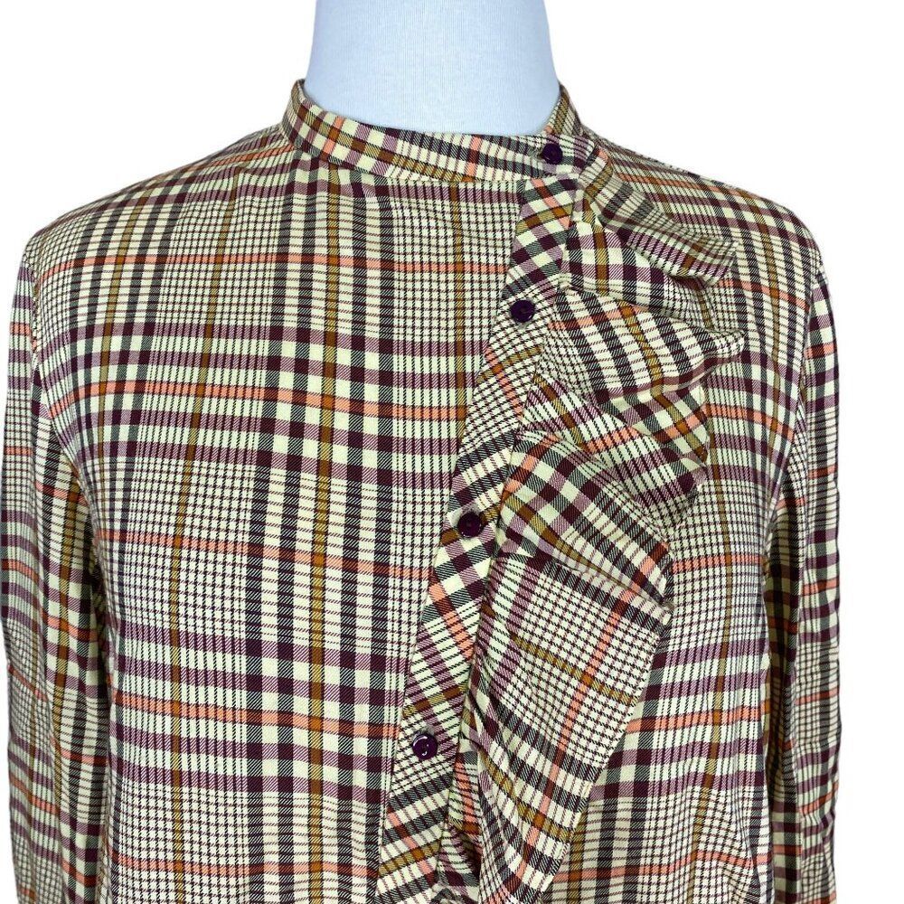Zara Woman Button Up Ruffle Blouse Size Small - Picture 3 of 6
